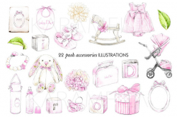 Baby Girl Clipart Cute Baby Clipart Watercolor Baby Fashion