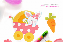 Baby Bunny Girls Cute Digital Clipart, Easter Bunny Clipart, Baby ...