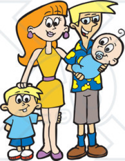 Clipart Illustration of a Happy Family With A Son And A Newborn Baby ...