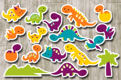 Cute baby dinosaur clipart graphic / di | Design Bundles