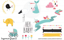 Baby Shower Clip Art Cute Kawai ~ Illustrations ~ Creative Market