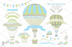 Hot air balloon baby shower invite ~ Illustrations ~ Creative Market