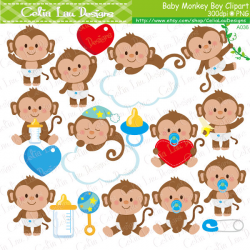 Baby Monkey Clipart Cute Monkey Baby Boy Clipart