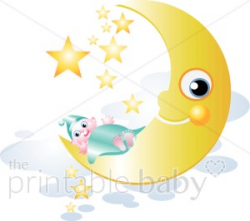 Baby on Moon Clip Art | Celestial Baby Clipart