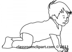 Children Clipart- outline-baby-crawling-with-socks - Classroom Clipart