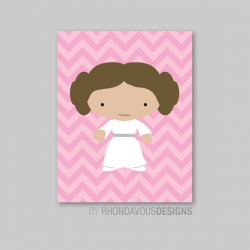 Pink Chevron Princess Leia Single Print Nursery. Baby.