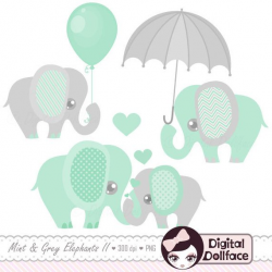Baby Elephant Decor Clipart / Printable Elephant Baby Shower Clip ...
