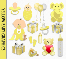 Yellow Baby Clip Art Graphic Kids Baby Shower Clipart Scrapbook ...