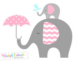 Elephant Baby Shower Clipart Baby and Mommy Elephant with