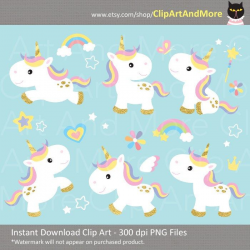 Unicorn Clipart Gold Unicorn Clip Art Pony Horse Rainbow Clipart ...