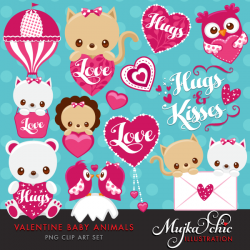 Valentine's Day Cute Baby Animals Clipart | Mujka Clipart, Printable ...