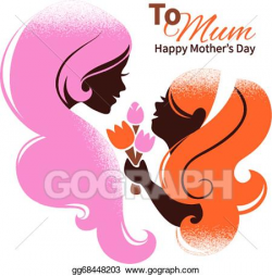 EPS Illustration - Card of happy mother's day. beautiful mother ...