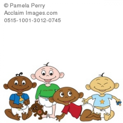 Clip Art Illustration of Cartoon Babies of Different Races