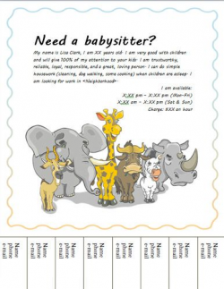 Babysitting-flyer-with-animals | templates | Pinterest | Babysitting ...