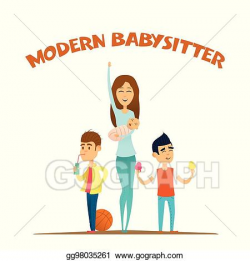 EPS Illustration - Modern stylish babysitter. Vector Clipart ...