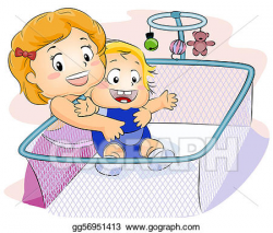 Drawing - Kid carrying baby. Clipart Drawing gg56951413 ...