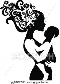 Vector Illustration - Beautiful mother silhouette with her baby. EPS ...