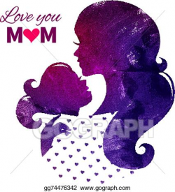 Vector Art - Card of happy mothers day. beautiful mother silhouette ...