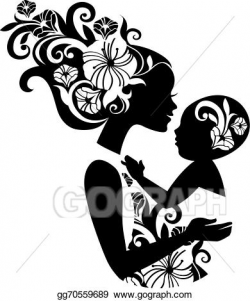 Vector Art - Beautiful mother silhouette with baby in a sling ...