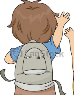Vector Clipart of Back View of Kids wearing a Backpack Jumping ...