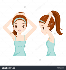 Long hair tied back clipart
