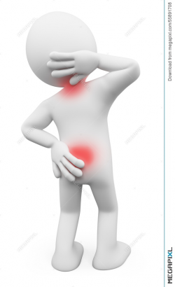3D White People. Man With Back Pain And Neck Illustration 55891708 ...
