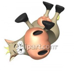 Cartoon Cow on Its Back - Royalty Free Clipart Picture