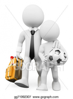 Stock Illustration - 3d white people. back to school with dad ...