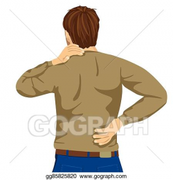 EPS Illustration - Young man rubbing his painful back. pain relief ...