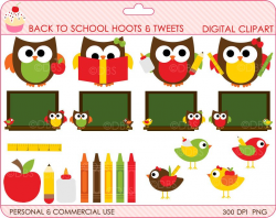 school clipart owls birds clip art digital - BUY 2 GET 2 FREE - Back ...