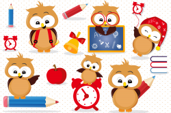 Back to school Owls clipart, Back to school Owls graphics