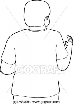 Vector Art - Rear view outline of reaching person. Clipart Drawing ...