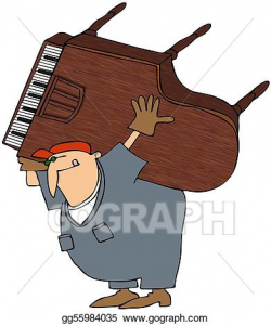 Drawing - Piano mover. Clipart Drawing gg55984035 - GoGraph
