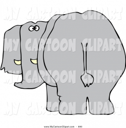 Clip Art of a Rear View of an Elephant Looking Back on White by ...