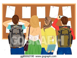 EPS Illustration - Back view of college students looking at bulletin ...