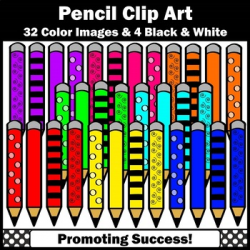 Back to School Pencil Clipart, Commercial Use SPS by Promoting Success