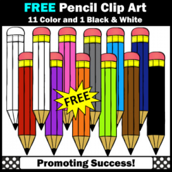 FREE Back to School Pencil Clipart Primary Colors SPS by Promoting ...