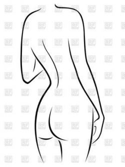 Outline of naked female body back view Vector Image | Vector clipart ...