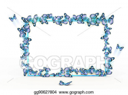 Stock Illustration - Colorful butterflies border design on the white ...