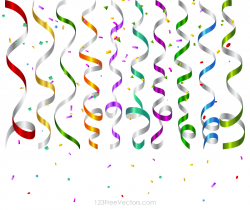 Vector Colorful Birthday Party Streamers and Confetti Background ...