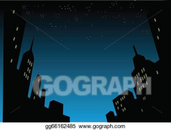 Vector Illustration - Night city skyline background. EPS Clipart ...
