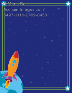 Rocket Blasting into Outer Space Background Clipart Image