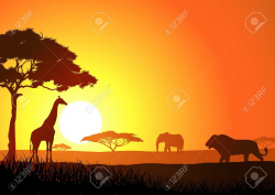 Sunset clipart african savanna - Pencil and in color sunset clipart ...