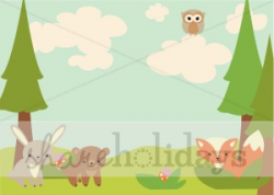 Woodland Creatures Background | Easter Clipart