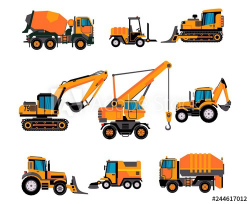 Set of different building equipment on white background ...