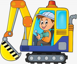 Excavator, Cartoon, Male, Backhoes PNG Image and Clipart for Free ...