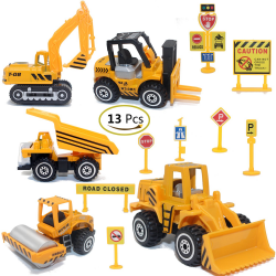 ZOHUMI Construction Toys Sets, 5 Pieces Mini Vehicles, Including Truck  Forklift Bulldozer Road Roller Excavator Dump Truck Tractor,Free-Wheeling  Cars ...