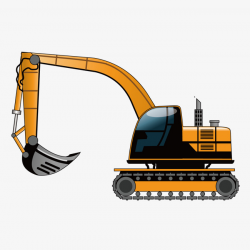 Vector Digging Machine, Excavator, Yellow, Decoration PNG and Vector ...