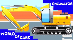 The Yellow Excavator - Diggers Cartoons - World of Cars for children ...