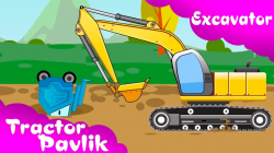 The BIG Yellow Excavator HELPS FRIENDS Construction Trucks Cartoon ...